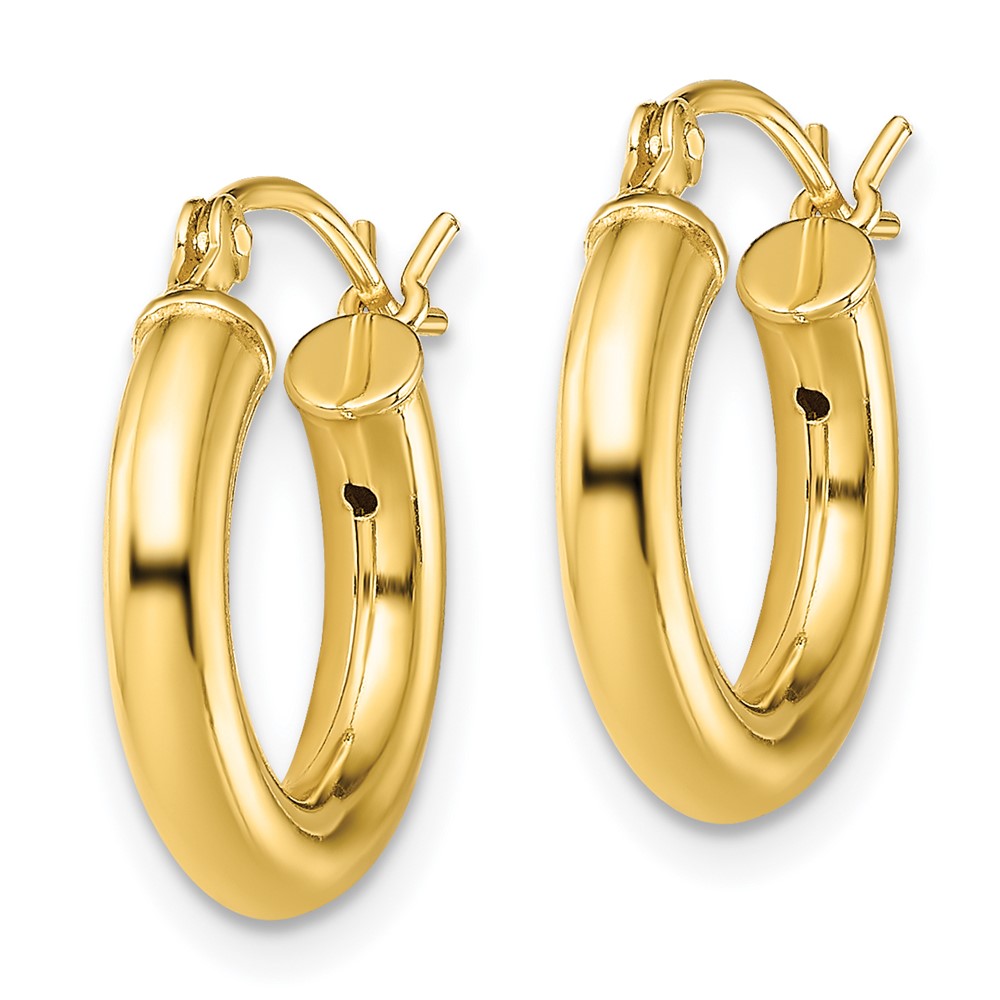 Sterling Silver Gold-Tone Polished 3x15mm Hoop Earrings (QE13166)