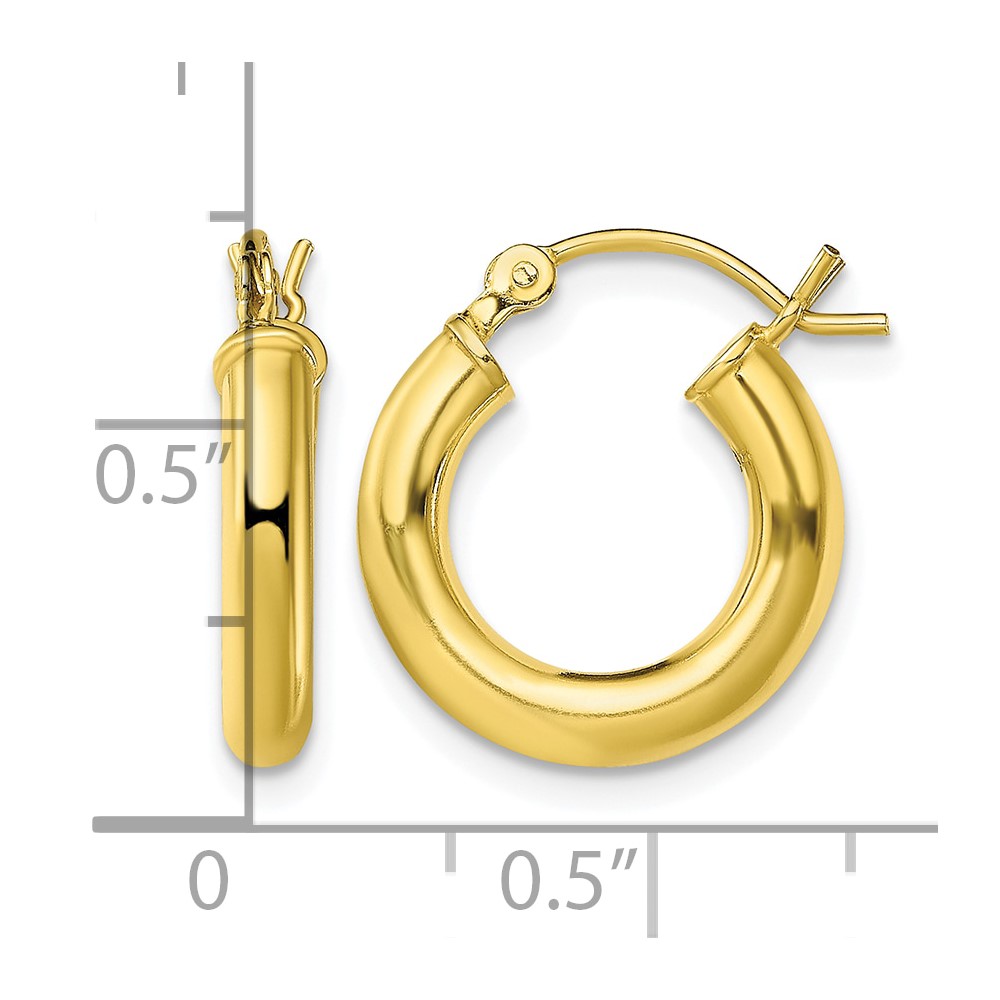 Sterling Silver Gold-Tone Polished 3x15mm Hoop Earrings (QE13166)