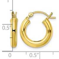 Sterling Silver Gold-Tone Polished 3x 15mm Hoop Earrings view 4
