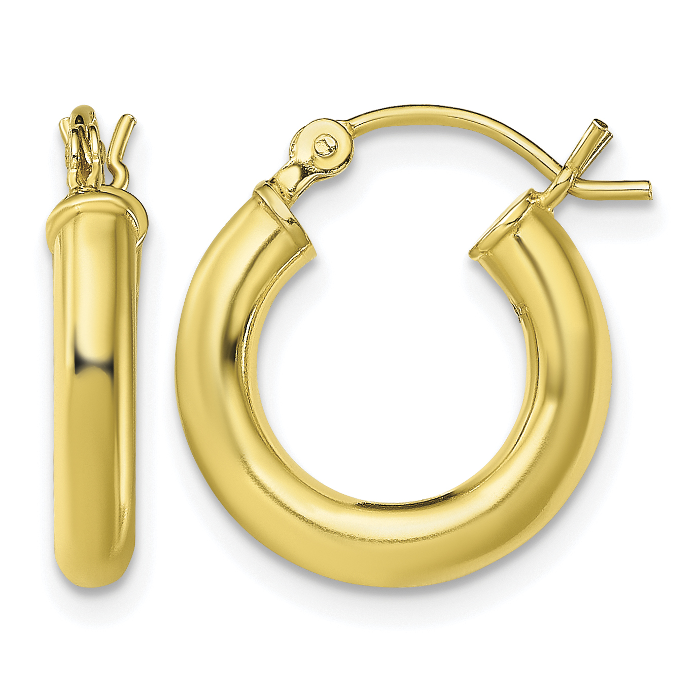 Sterling Silver Gold-Tone Polished 3x15mm Hoop Earrings (QE13166)
