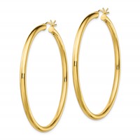 Sterling Silver Gold-Tone Polished 3x 55mm Hoop Earrings view 2