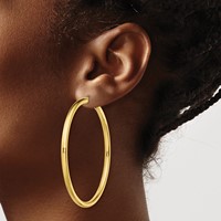 Sterling Silver Gold-Tone Polished 3x 55mm Hoop Earrings view 3