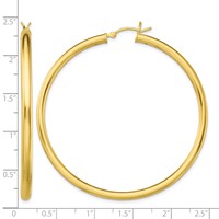 Sterling Silver Gold-Tone Polished 3x 55mm Hoop Earrings view 4
