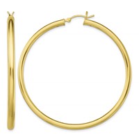 Sterling Silver Gold-Tone Polished 3x 55mm Hoop Earrings view 1
