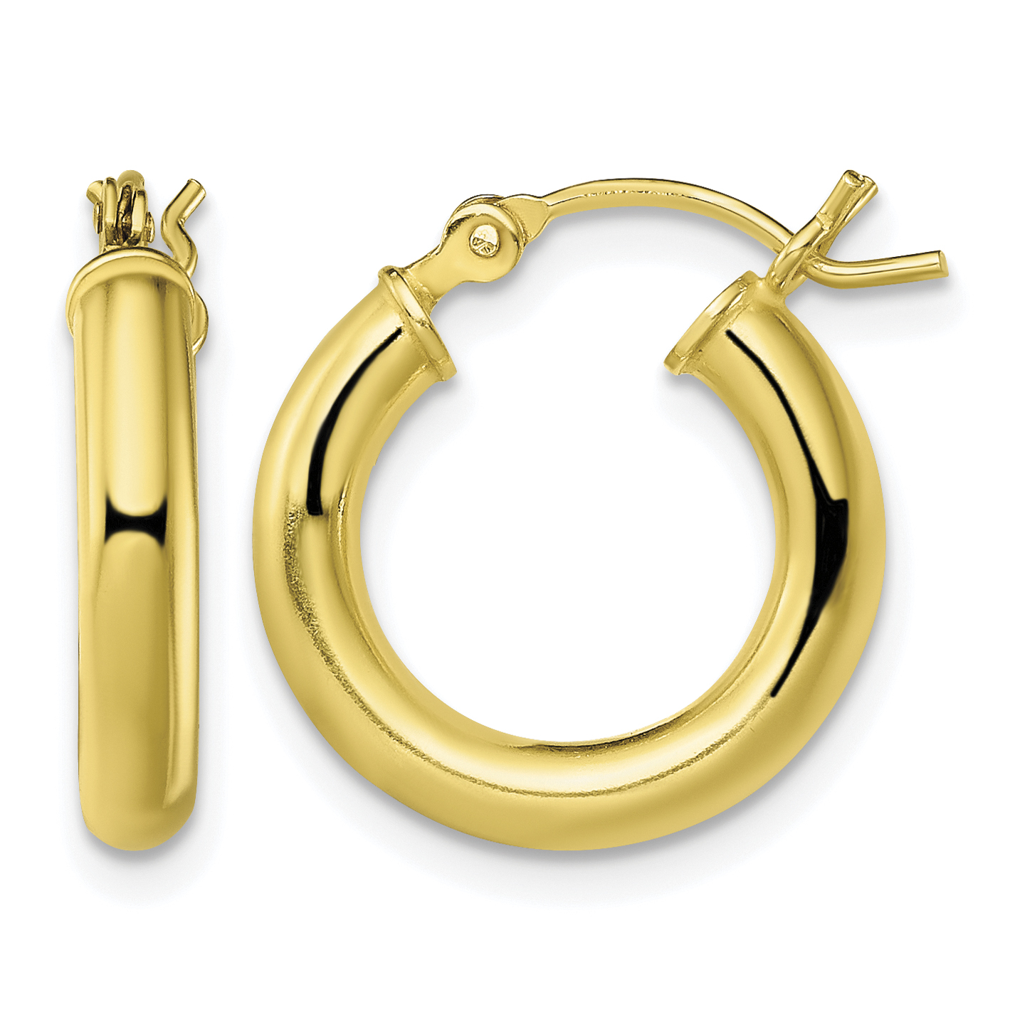 Sterling Silver Gold-Tone Polished 3x16mm Hoop Earrings (QE13168)