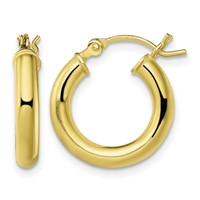 Sterling Silver Gold-Tone Polished 3x 16mm Hoop Earrings view 1