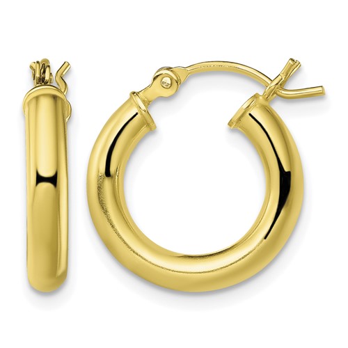 Sterling Silver Gold-Tone Polished 3x 16mm Hoop Earrings