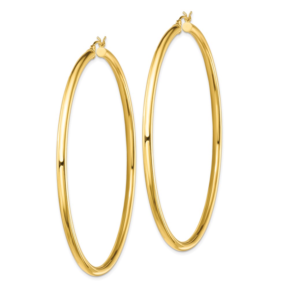 Sterling Silver Gold-Tone Polished 3x70mm Hoop Earrings (QE13170)