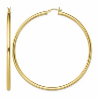 Sterling Silver Gold-Tone Polished 3x 70mm Hoop Earrings view 1