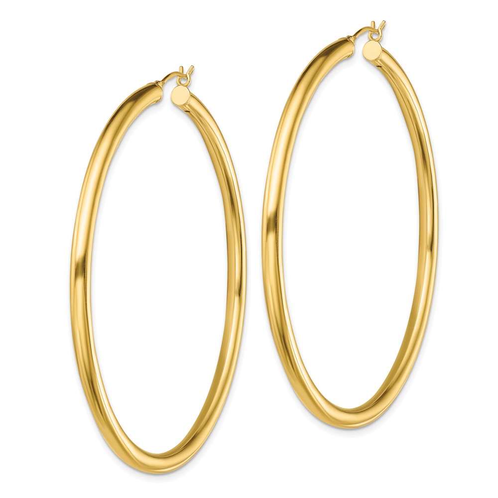 Sterling Silver Gold-Tone Polished 3x60mm Hoop Earrings (QE13171)