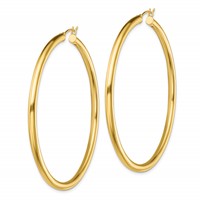 Sterling Silver Gold-Tone Polished 3x 60mm Hoop Earrings view 2