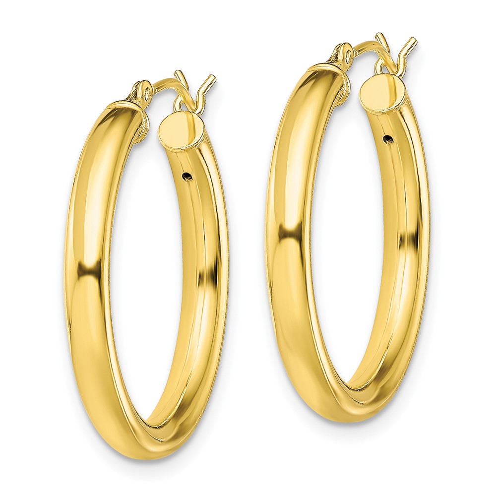 Sterling Silver Gold-Tone Polished 3x25mm Hoop Earrings (QE13172)