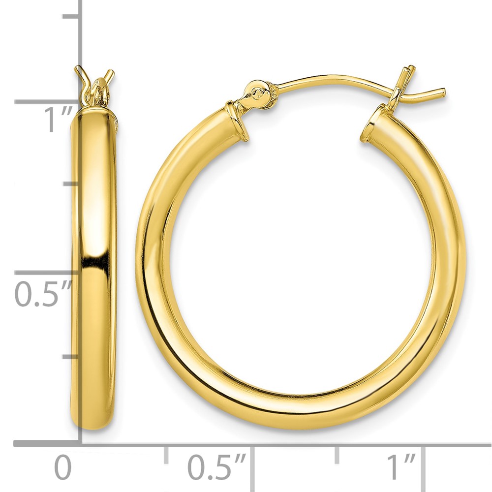 Sterling Silver Gold-Tone Polished 3x25mm Hoop Earrings (QE13172)