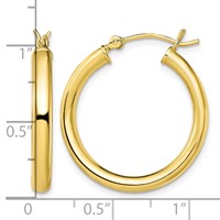 Sterling Silver Gold-Tone Polished 3x 25mm Hoop Earrings view 4