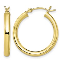 Sterling Silver Gold-Tone Polished 3x 25mm Hoop Earrings view 1