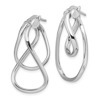 Sterling Silver Rhodium-plated Double Twisted Hoop Earrings view 2