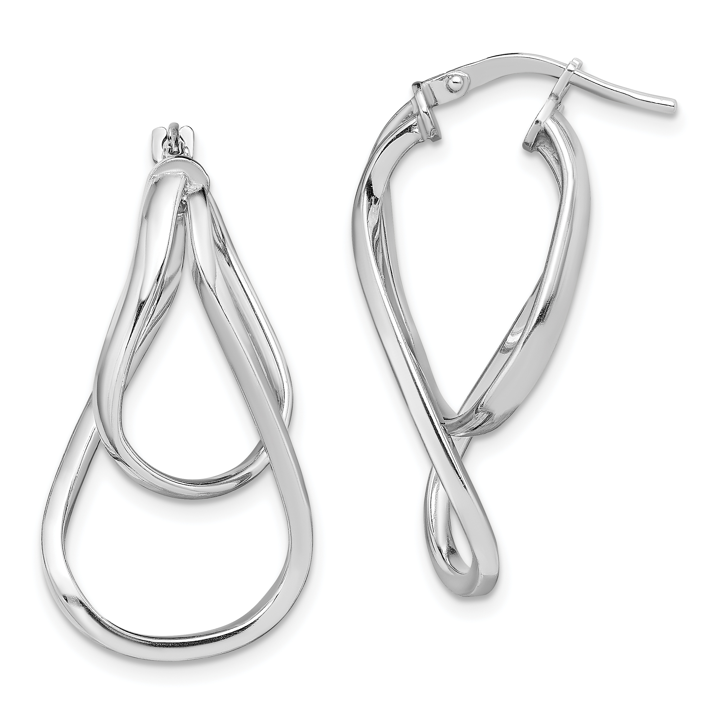 Sterling Silver Rhodium-plated Double Twisted Hoop Earrings (QE13177)