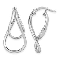 Sterling Silver Rhodium-plated Double Twisted Hoop Earrings view 1