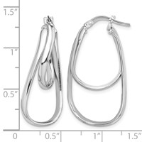 Sterling Silver Rhodium-plated Twisted Double Oval Hoop Earrings view 4