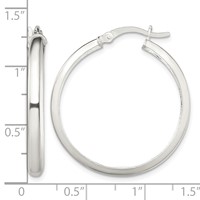 Sterling Silver Polished 4mm Round Hoop Earrings view 4