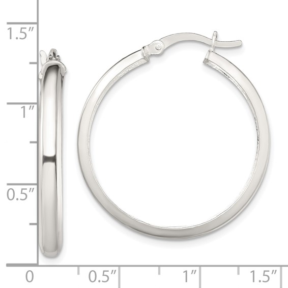 Sterling Silver Polished 4mm Round Hoop Earrings