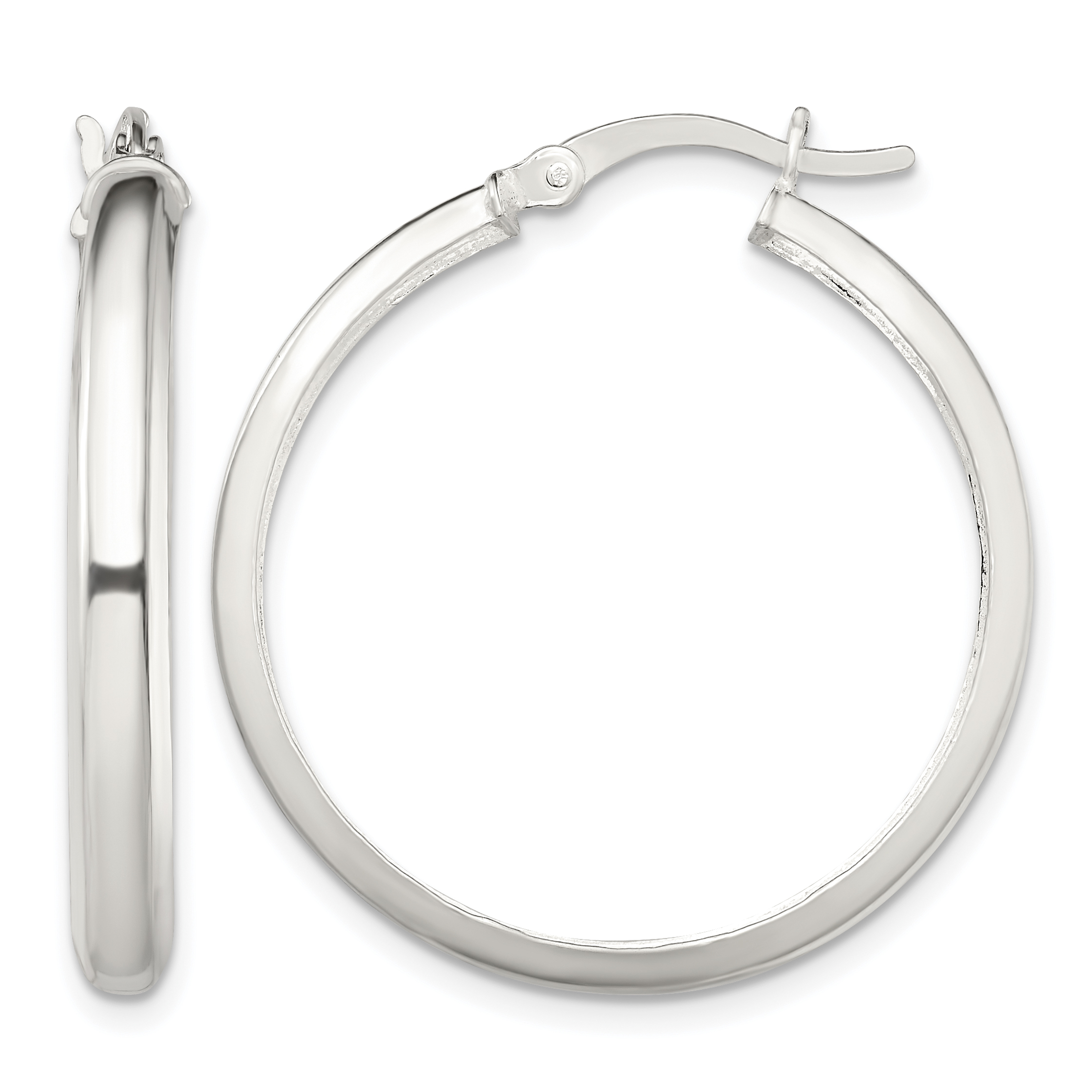 Sterling Silver Polished 4mm Round Hoop Earrings (QE13182)