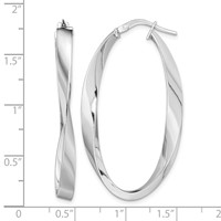 Sterling Silver Rhodium-plated Polished & Twisted Oval Hoop Earrings view 4