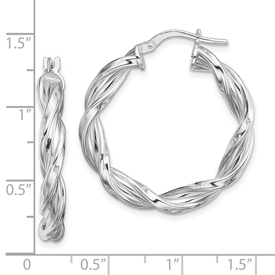 Sterling Silver 4mm Twisted Grooved Hoop Earrings