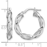 Sterling Silver Rhodium-plated 4mm Twisted Hoop Earrings view 4
