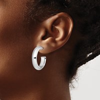 Sterling Silver Rhodium-plated Polished 6mm Post Hoops view 3
