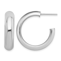 Sterling Silver Rhodium-plated Polished 6mm Post Hoops view 1