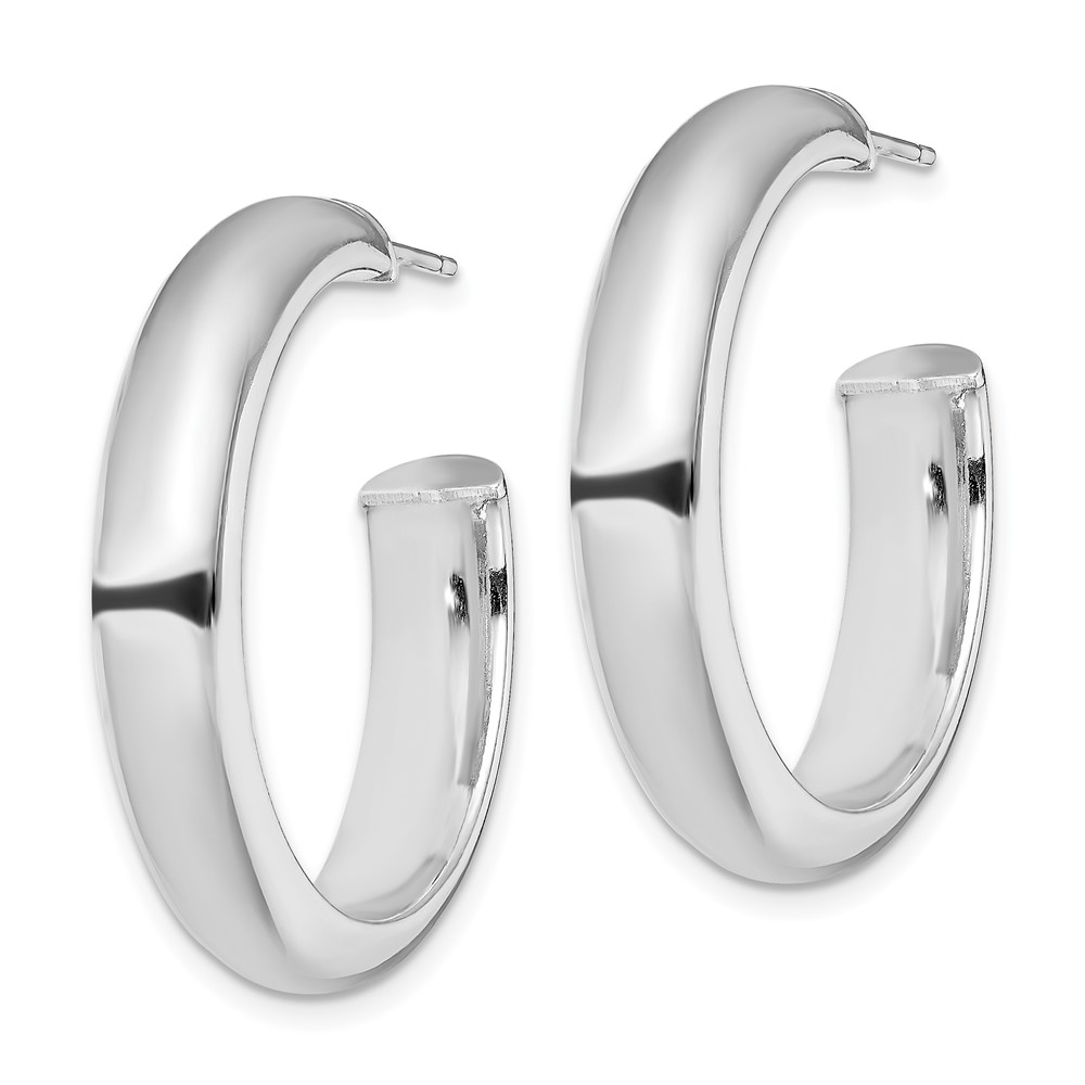 Sterling Silver Rhodium-plated Polished 6mm Post Hoops (QE13209)