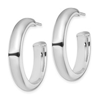 Sterling Silver Rhodium-plated Polished 6mm Post Hoops view 2