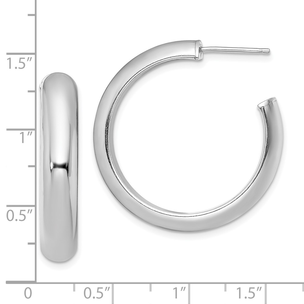 Sterling Silver Rhodium-plated Polished 6mm Post Hoops (QE13209)