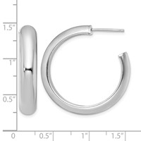 Sterling Silver Rhodium-plated Polished 6mm Post Hoops view 4