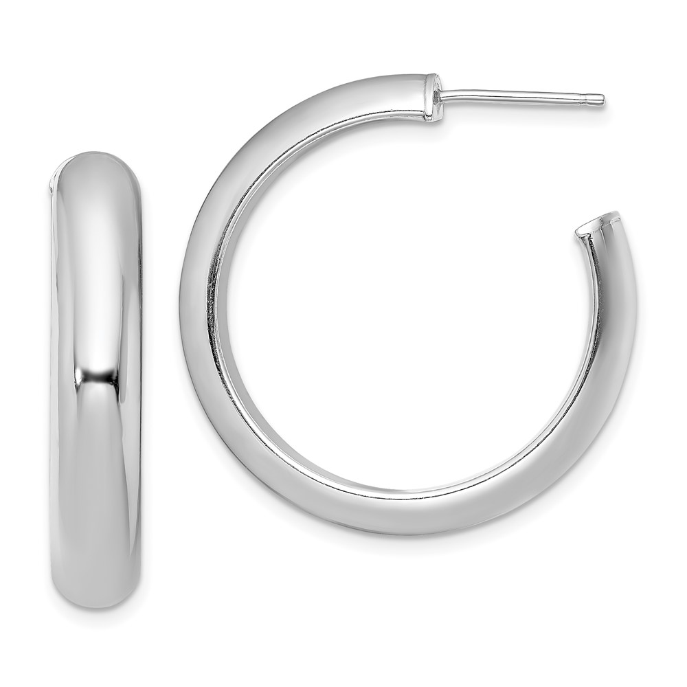 Sterling Silver Rhodium-plated Polished 6mm Post Hoops (QE13209)