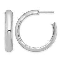 Sterling Silver Rhodium-plated Polished 6mm Post Hoops view 1