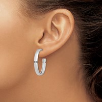 Sterling Silver Rhodium-plated Polished 3.8mm Post Hoops view 3