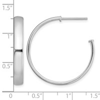 Sterling Silver Rhodium-plated Polished 3.8mm Post Hoops view 4