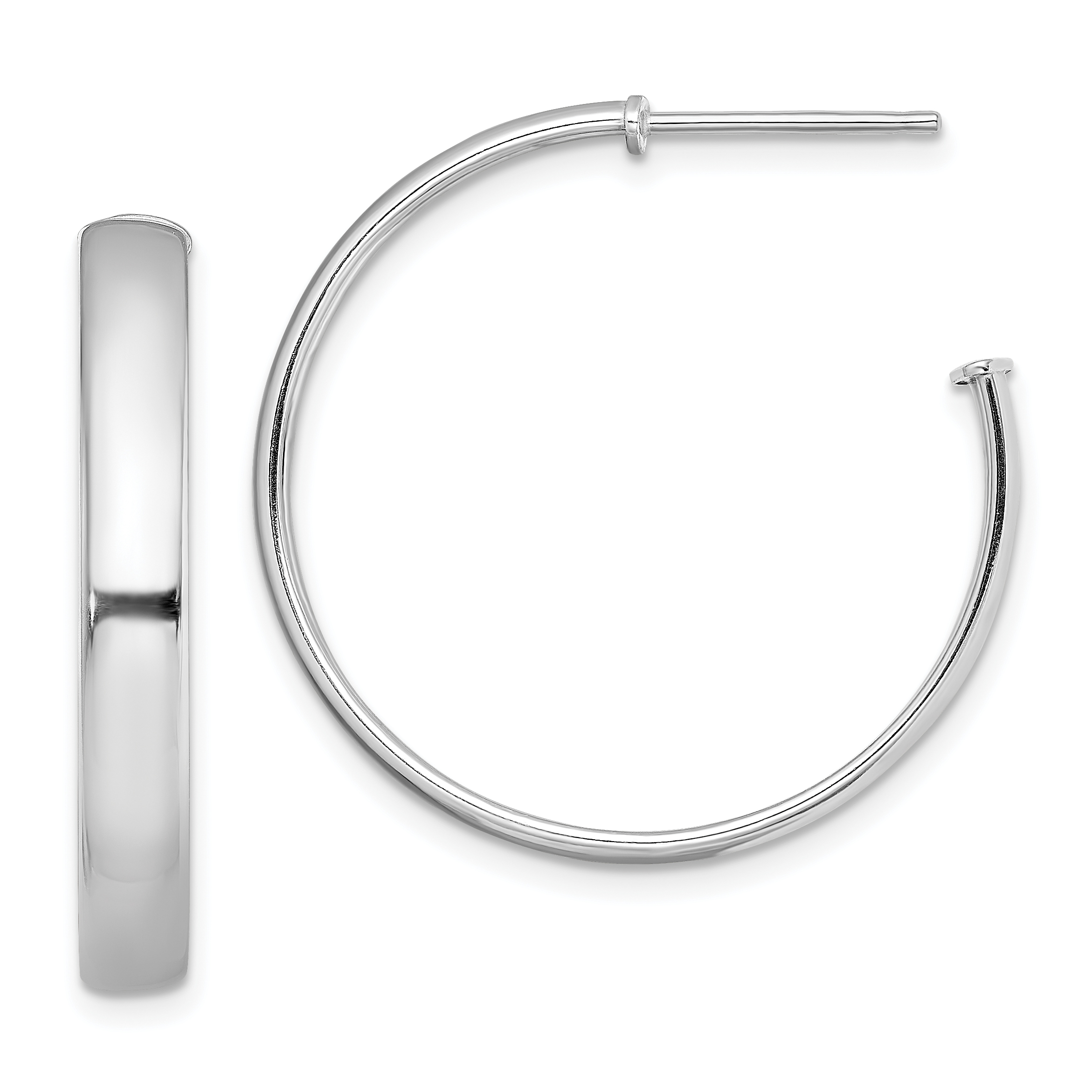 Sterling Silver Rhodium-plated Polished 3.8mm Post Hoops (QE13210)