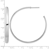Sterling Silver Rhodium-plated Polished 3.8mm Post Hoops view 4