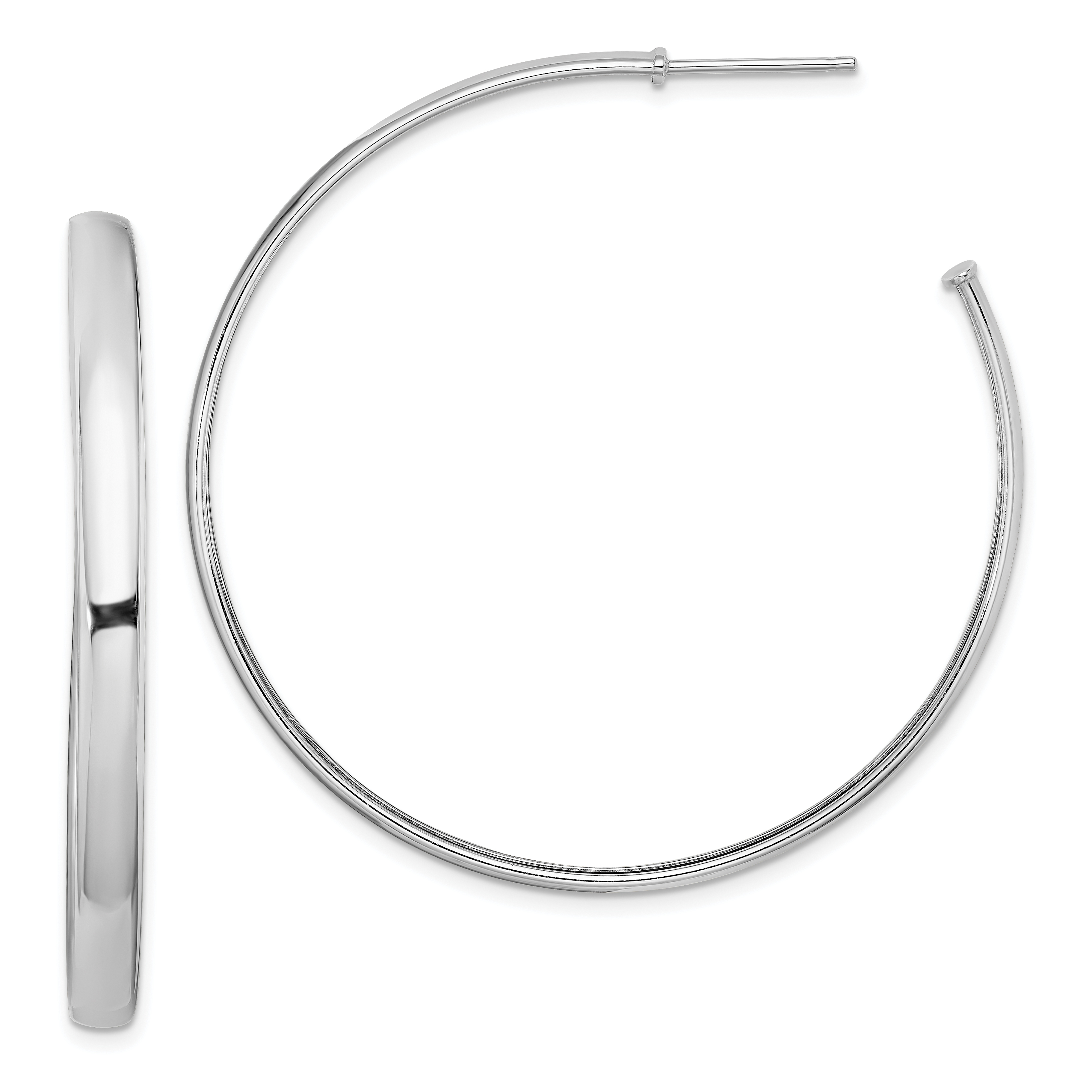 Sterling Silver Rhodium-plated Polished 3.8mm Post Hoops (QE13214)