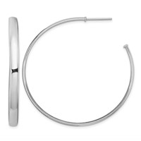 Sterling Silver Rhodium-plated Polished 3.8mm Post Hoops view 1