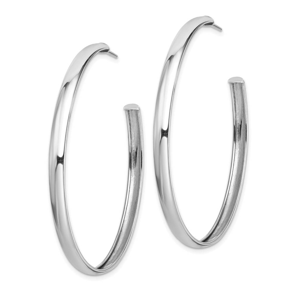 Sterling Silver Rhodium-plated Polished 3.8mm Post Hoops (QE13215)