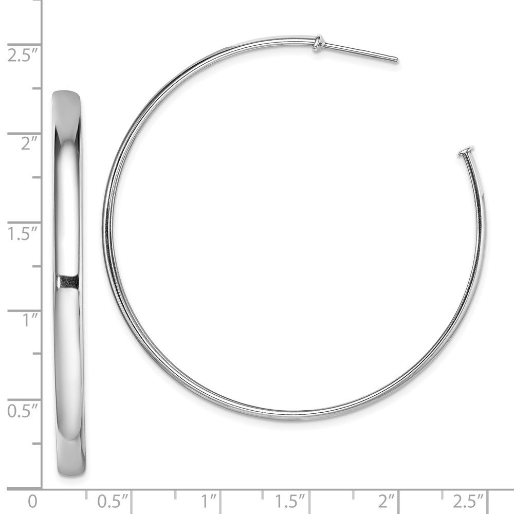 Sterling Silver Rhodium-plated Polished 3.8mm Post Hoops (QE13215)