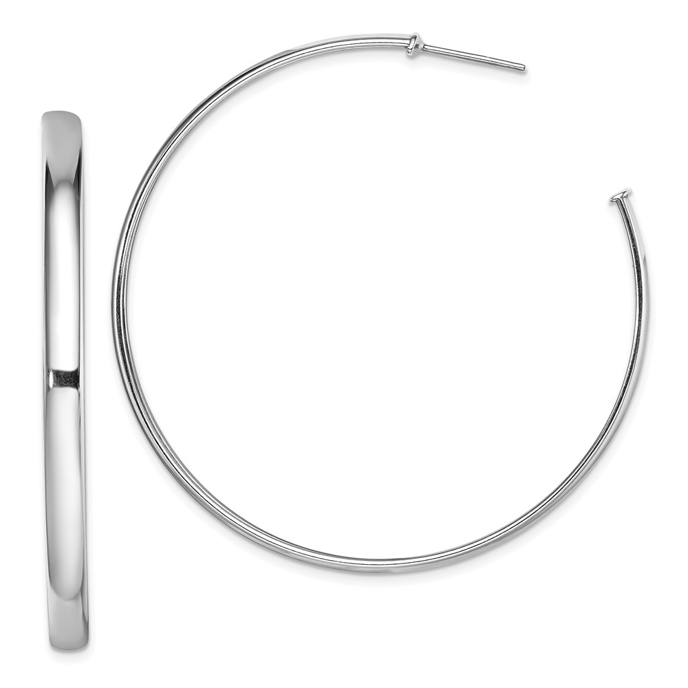 Sterling Silver Rhodium-plated Polished 3.8mm Post Hoops (QE13215)