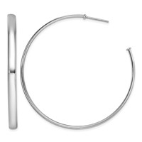 Sterling Silver Rhodium-plated Polished 3.8mm Post Hoops view 1