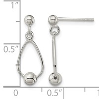 Sterling Silver Polished Teardrop W Bead Post Dangle Earrings view 4