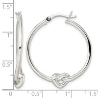 Sterling Silver Polished Heart Knot Round Hoop Earrings view 4