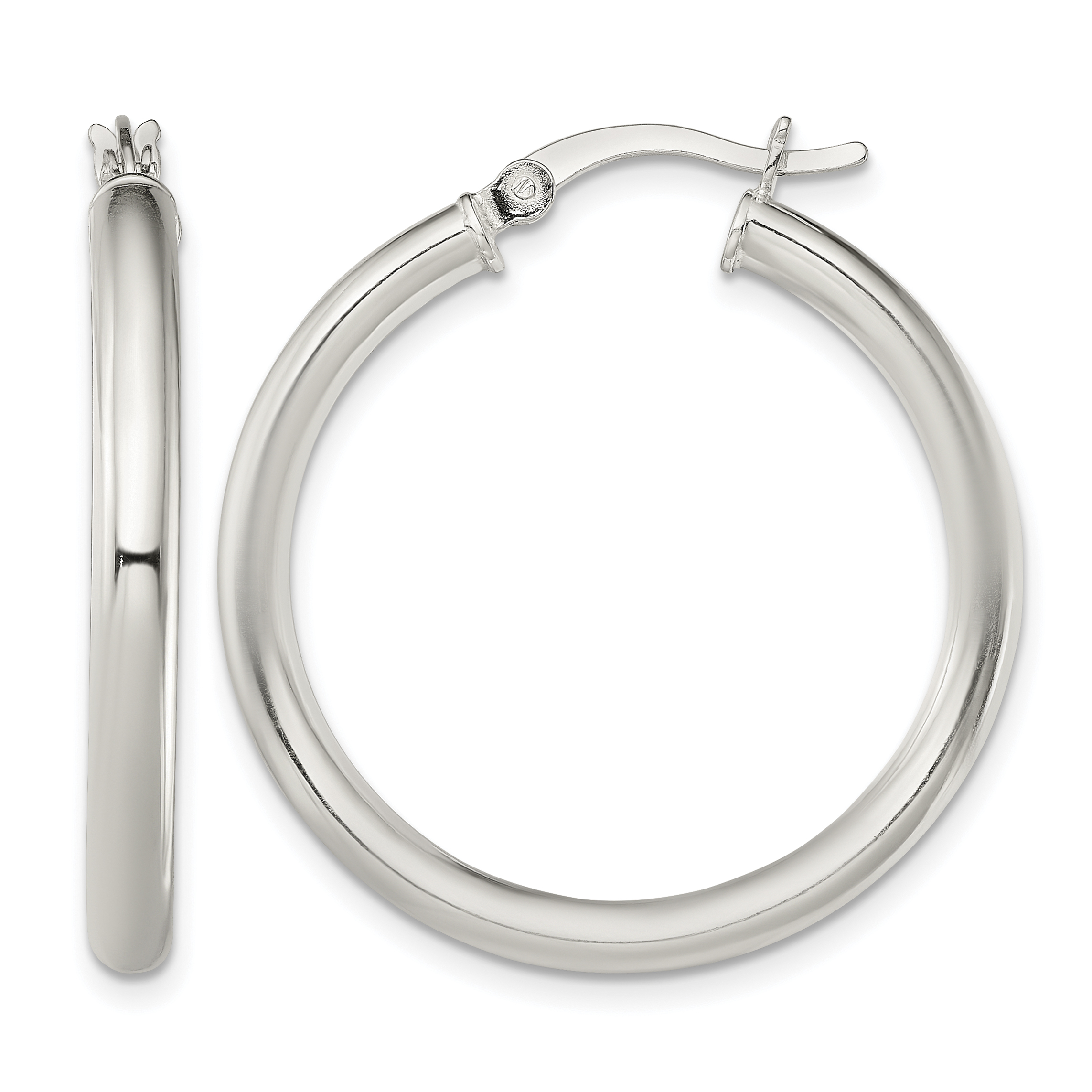 Sterling Silver Polished 3.5mm Round Hoop Earrings (QE13241)